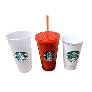 Starbucks‎ 2018 Cold Cup Orange Tumbler 16 oz Translucent Metallic & Refillables